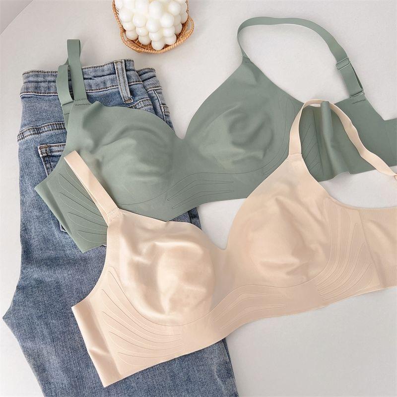 Thin Large Breasts Show Smaller Breasts, Rabbit Ears Breathable Seamless Underwear Women's Small Breasts Push-up Bra 2