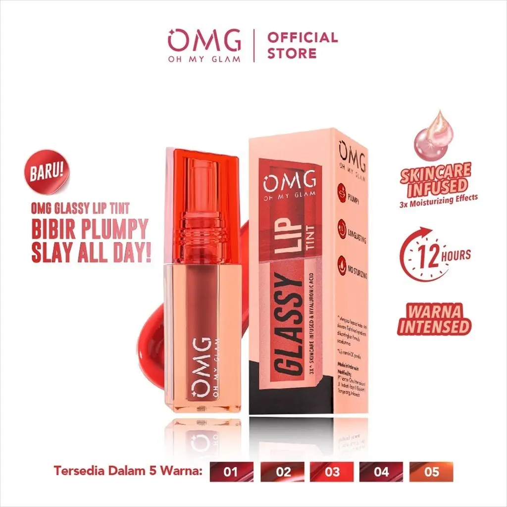 OMG OH MY GLAM Glassy Lip Tint 2g - Lip Tint Warna Intense