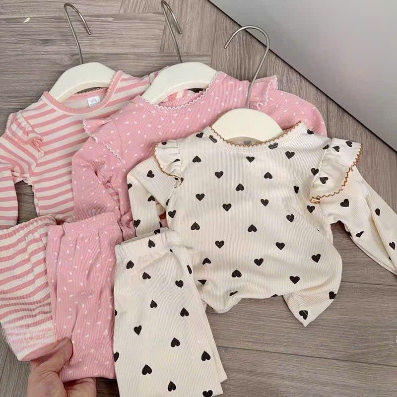 COMBO 3 BỘ QUẦN ÁO dài tay thun tăm thu đông họa tiết in kín cánh tay bèo cho bé gái size 6-16kg Thun