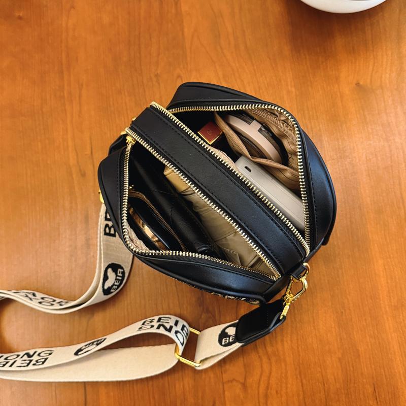 Product Introduction of Double-Layer Small Round Bag for Women - Street Style Trendy Canvas Bag, Casual and Versatile Shoulder and Crossbody Bag 15
