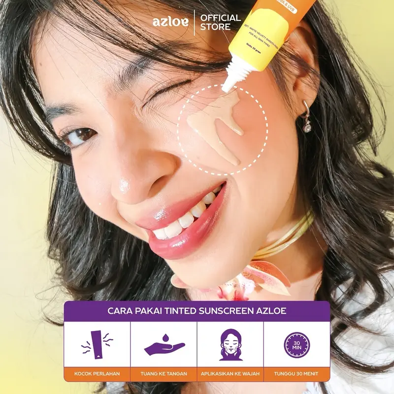 [TRAVEL SIZE] AZLOE TINTED SUNSCREEN HYBRID KULIT BERMINYAK BERJERAWAT [AZLOE TELAH UJI SPF] D 3