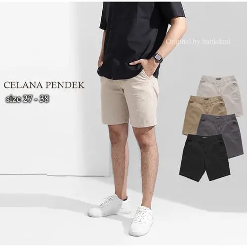 Celana Pendek Chinos Rip Motif Polos pria wanita bahan Katun adem Shorts