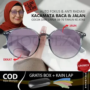 [ Gratis box & kain lap ] Kacamata Baca Bifokal Double Lensa Baca dan Jalan Auto Fokus Anti Radiasi Baca Dan Jalan Jauh Dekat Unisex Pria Wanita HC224