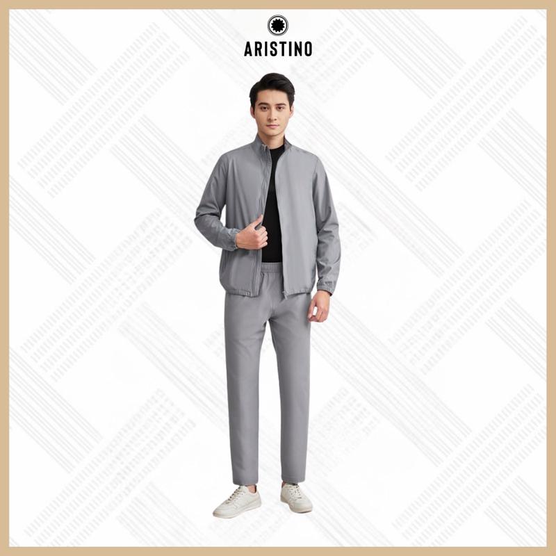 ARISTINO Bộ đồ gió nam thiết kế đơn giản, có túi khóa tiện lợi, chun gấu tay và gấu áo trẻ trung AJS006W2 Quần Áo Menswear