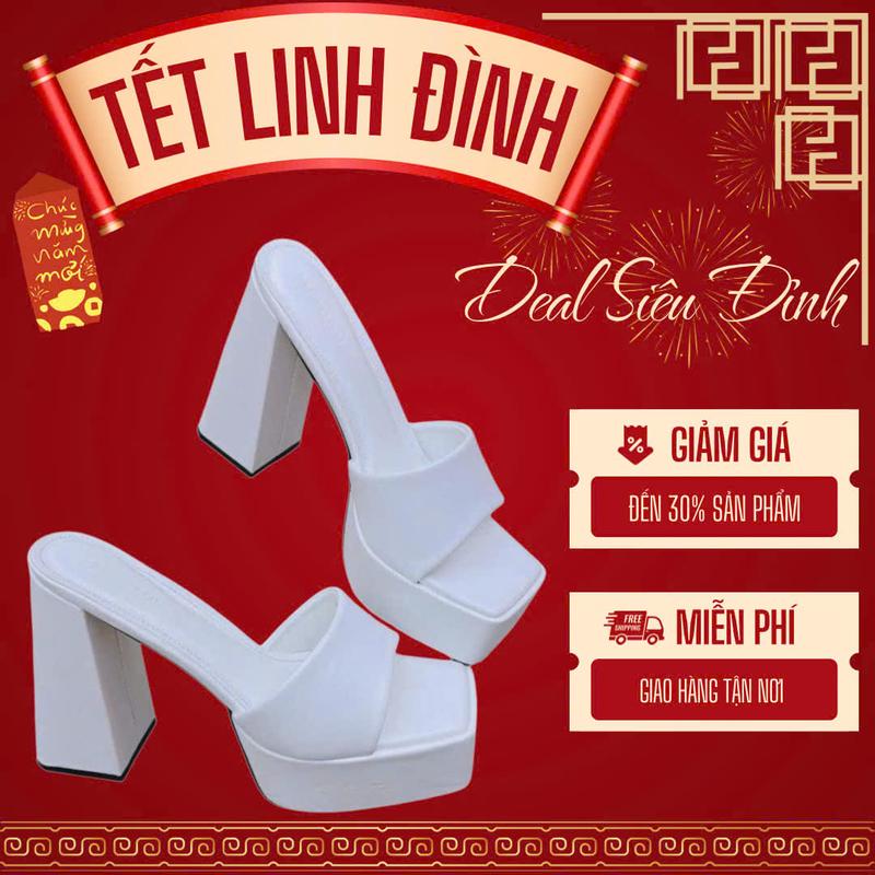  LOVIIECORNER - GUỐC NỮ CAO GÓT MŨI VUÔNG HỞ CÓ ĐÚP TRƯỚC - GUỐC QUAI NGANG BẢNG TO PHỐI ÁO DÀI TẾT - CAO GÓT THỜI TRANG ĐẾ TRỤ VUÔNG CAO  12 PHÂN - D230931 