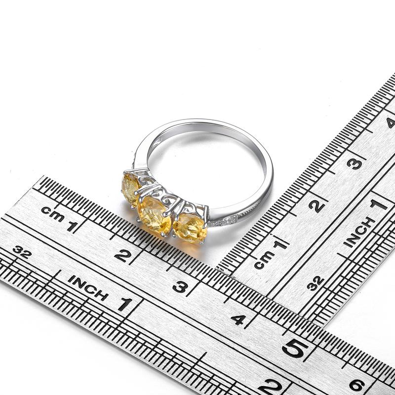 Natural Citrine Solid Sterling Silver Rings 1.7 Carats Genuine Gemstone Classic Simple Daily Fine Jewelrys S925 Women Gifts 6