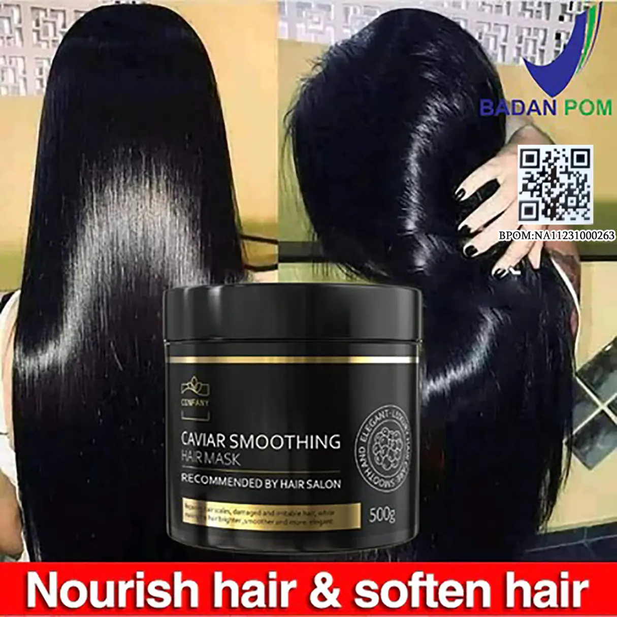 Krim pelurus rambut Masker rambut kaviar Smooth hair mask Keratin hair treatment Mask rambut pelurus 500G Tanpa penguapan Masker rambut rusak dan kering