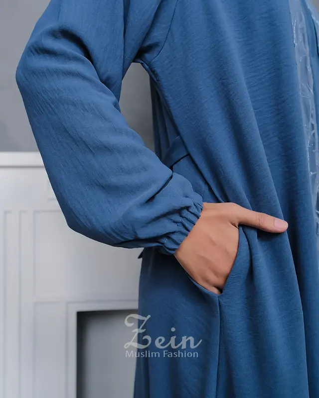 Gamis Mix Brukat Crinkle Airflow Premium Baju Dress Wanita Muslim Dewasa Remaja Kondangan Elegan Mewah Syar'i Terbaru Viral Kekinian Biru Hitam Mutiara Panjang Layer Simple 7