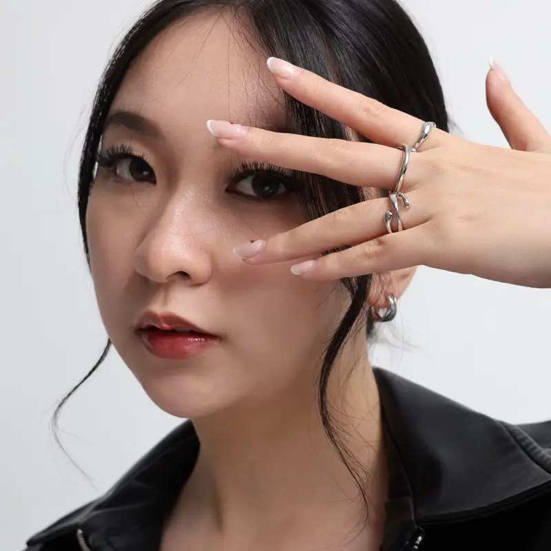 Beur - LISA 3 in 1 Cincin KC Silver Platted Adjustable Ring  / Cincin Open Size 8