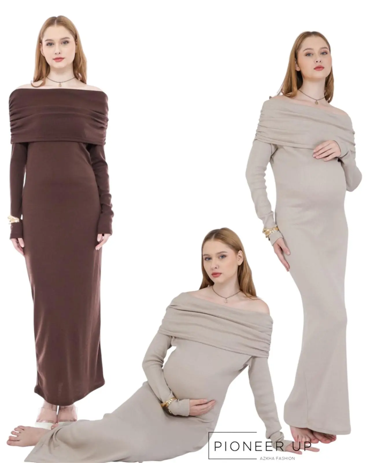 Sabrina nova - off shoulder dress knit long sleeve - dress maternity pothosoot
