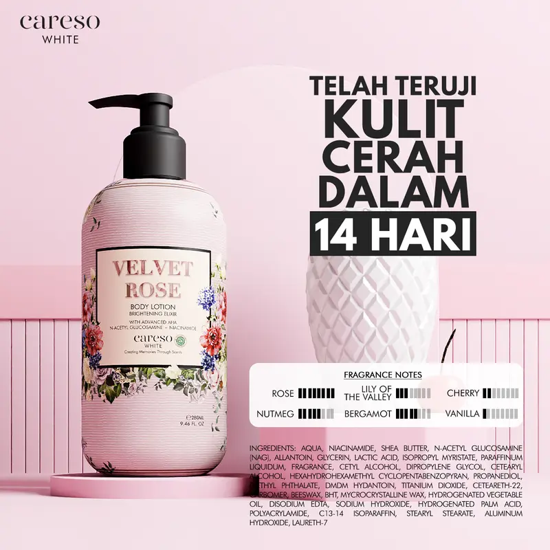 [BUNDLE] CARESO Velvet Rose (Lotion + Fragrance Series) - 2pcs 2