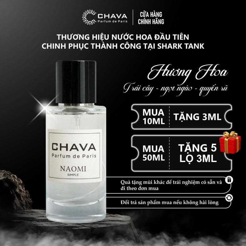 [Nước Hoa Nữ Ngọt Ngào, Hoa Quả] C CHAVA SIMPLE NAOMI - Hương Quả Tươi Ngọt Ngào, Dịu Dàng & Quyến Rũ - Phong Cách Tự Tin, Lôi Cuốn, Tinh Tế - Chính Hãng, Lưu Hương Lâu 6-8h/Da & 3-7 Ngày/Quần Áo, Perfume Xịt Thơm