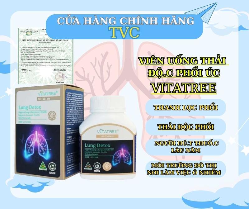 Viên uống hỗ trợ thải độc Phổi Vitatree 60 viên Úc lungdetox - Bổ phổi Úc Detox phổi Úc