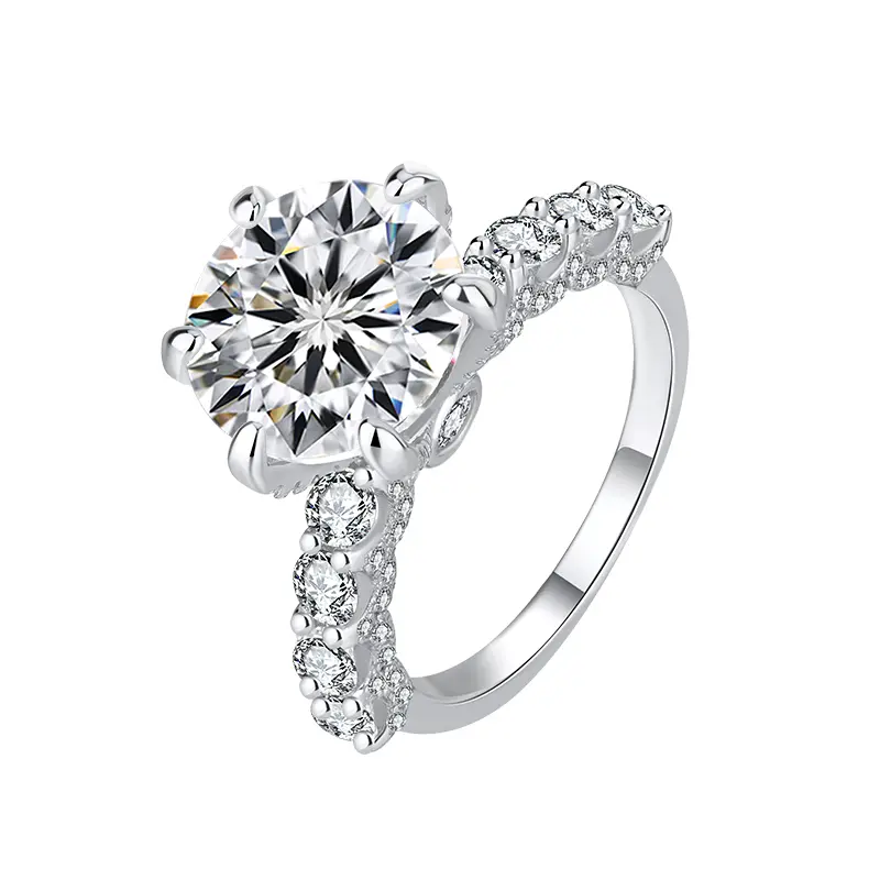 【 White Moonlight 】s925 Silver D color Moissanite ring six claw wedding engagement ring