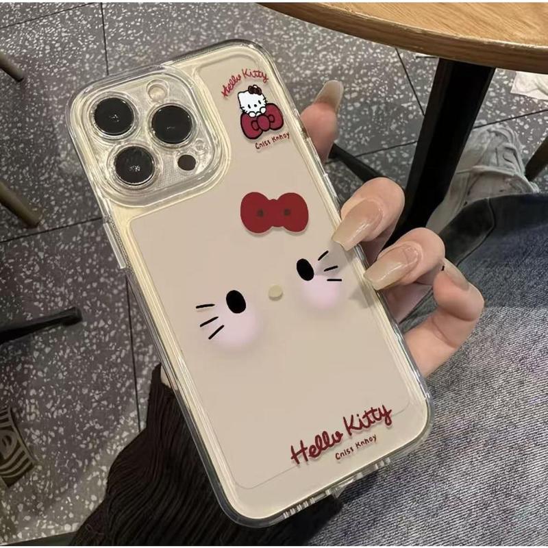 Ốp lưng iPhone Trong Suốt Không Vàng Có Thể Rửa Chống Rơi Hello Kitty Nơ Đỏ Mặt…