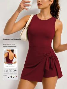 Conjunto de vestido de mono deportivo para mujer, yoga de alta elasticidad, ropa cómoda y ajustada para ir al trabajo, ropa informal para todas las estaciones al aire libre