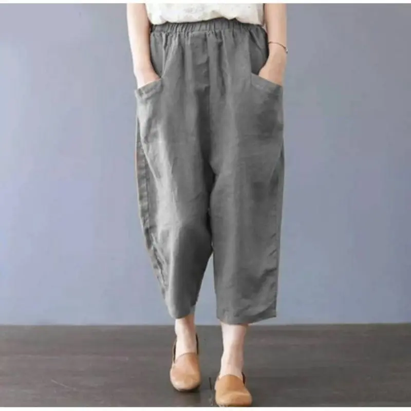 Celana Willow Pants Wanita  Alifa 7/8 Jumbo BB 90Kg Katun Melar Nyaman Variasi Mocca