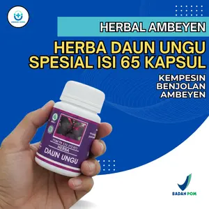Kapsul Daun Ungu HIU 65 Kapsul BPOM HALAL Ampuh Atasi Wasir Ambeien Sembelit