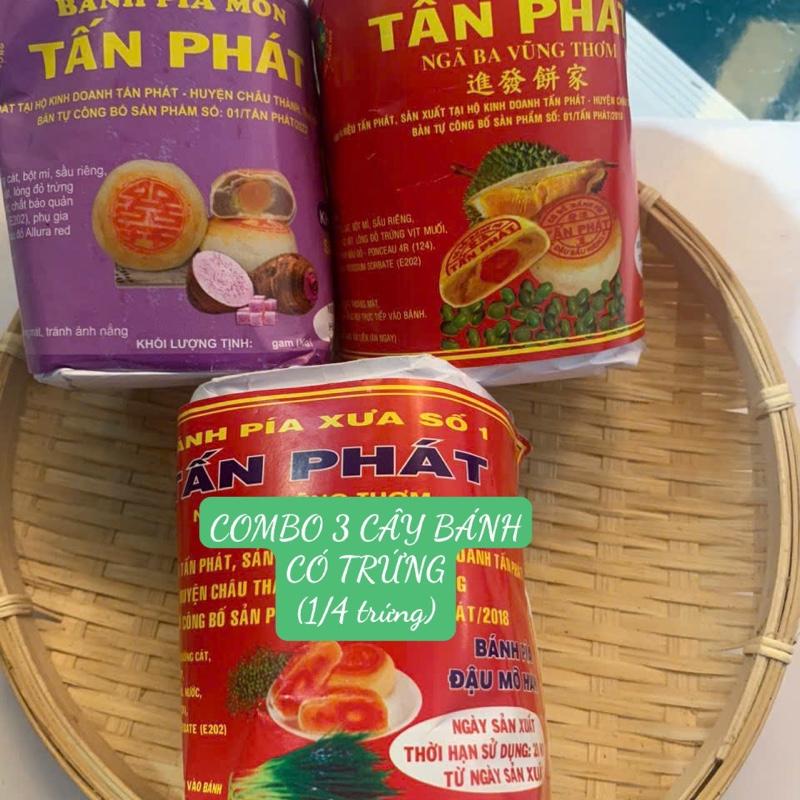 [COMBO 3 CÂY CÓ TRỨNG GIẢM GIÁ]NHÂN TUỲ CHỌN - bánh  pia gói  giấy xưa TẤN PHÁT-1 cây:400g:4 cai (1/4 trứng muối)