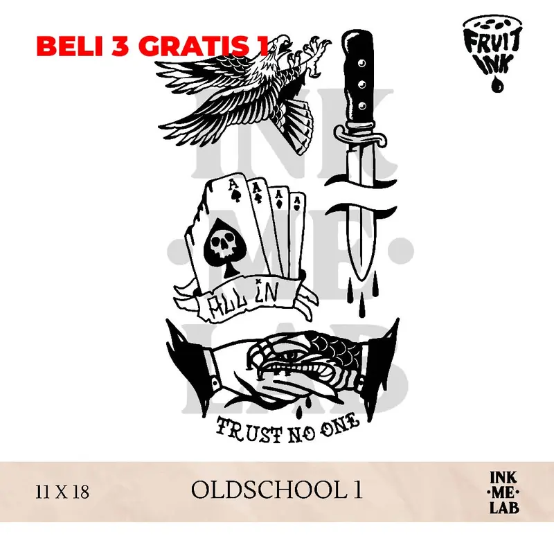 Fruit Ink Tatto Oldschool 1 By Inkmelab - Tato Temporer Bertahan 2-3 Minggu 0