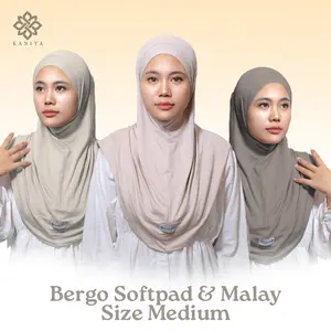 KANIYA Bergo Malay & Soft Pad Rayon Medium Bahan Rayon Nyaman Ukuran Medium Soft Pad Cocok untuk Sehari-hari