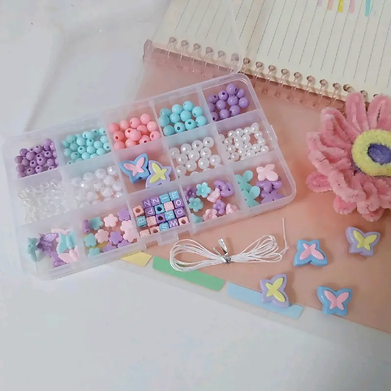 Ukuran Besar Paket DIY Box Manik Manik set Meronce Strap Hp Kalung Gelang Motif Kupu kupu Butterfly 2