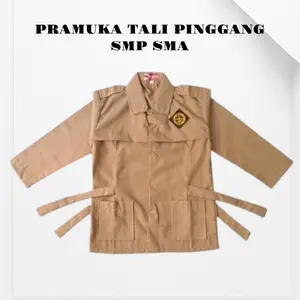 Seragam Pramuka Tali Pinggang Baju Pramuka Tali Samping Lengan Panjang Seragam Pramuka Perempuan Anak SMP SMA Bahan Katun Oxford Bed Bordir Kerah Kemeja Nyaman