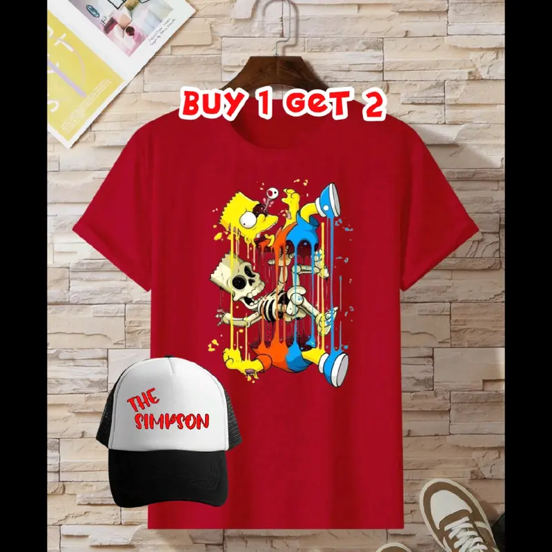 (COD) Beli 1 Dapat 2 Kaos Motif Simpson Free Topi Distro 3
