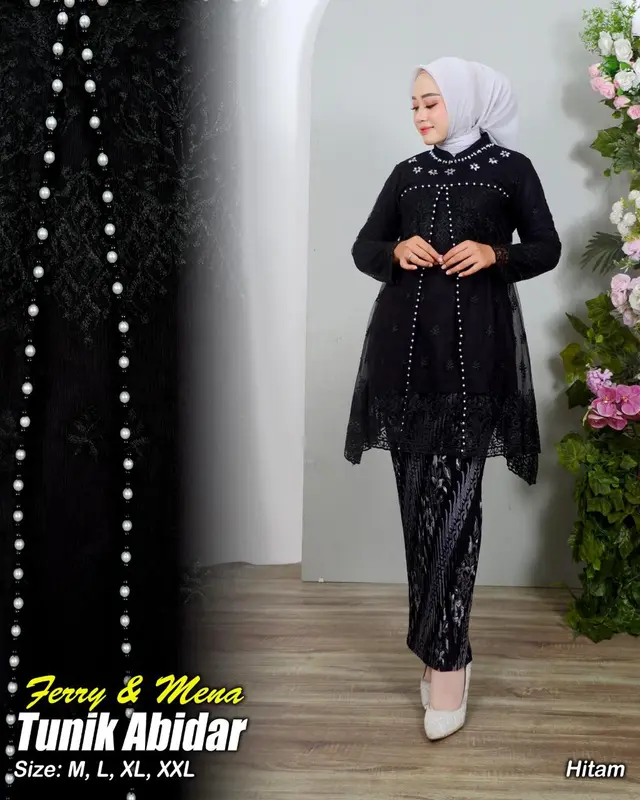 SET KEBAYA MODERN TUNIK ABIDAR PAYET BAJU SERAGAM PESTA ELEGAN KEBAYA KONDANGAN MEWAH KEKINIAN 8