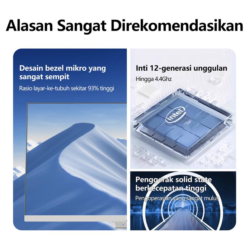 HW Komputer Full PC All-in-One Baru Terbaru HD Super Tipis Intel Core i3/i5/i7 Untuk Rumah, Belajar, Kantor, Gaming dan Hiburan - 19/22/24/27 Inch Curve Gratis Keyboard dan Mouse! . Kemasan karton dan busa Rak Kayu Inklusif.Garansi 1 Tahun. Kabel Layar 5