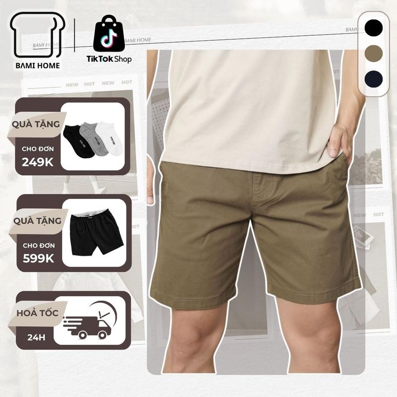 Quần short kaki nam BAMI HOME, lưng thun co giãn, bảng màu basic, form regular fit dễ phối đồ QK07