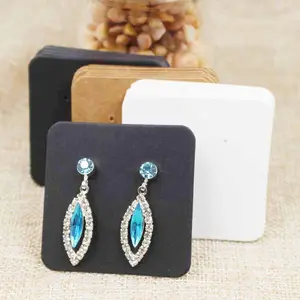 100pcs DIY black paper jewelry stud earring tag card  white/black/brown color cardboard small cute earring display card tag - kraft
