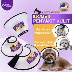 PET VIGOR  Kerah Hewan PeliharaanPet Elizabethan Cone E-Shaped Cover Adjustable untuk Anjing dan Kucing Anti Gores dan Gigitan