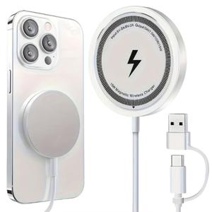 注目 15W マグネット式ワイヤレス充電器 急速充電対応 iPhone/Samsung/Huawei/LG対応、QC・PD標準、円形デザイン、人気商品