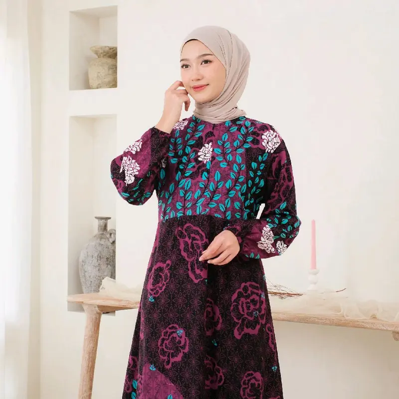Gamis Lebaran Mewah Semi Jumbo Kekinian - Dress Wanita Busui Friendly - Gamis Ootd Wanita 5