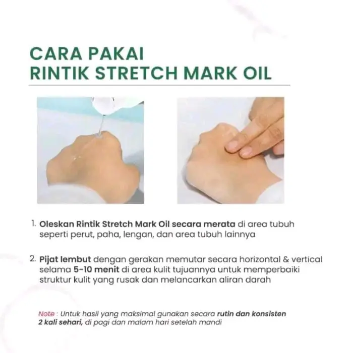 Rintik Skincare Stretch. Mark Oil -Pudarkan Stretchmark Selulit Bekas Luka Mengandung Collagen & Stem Cell 2