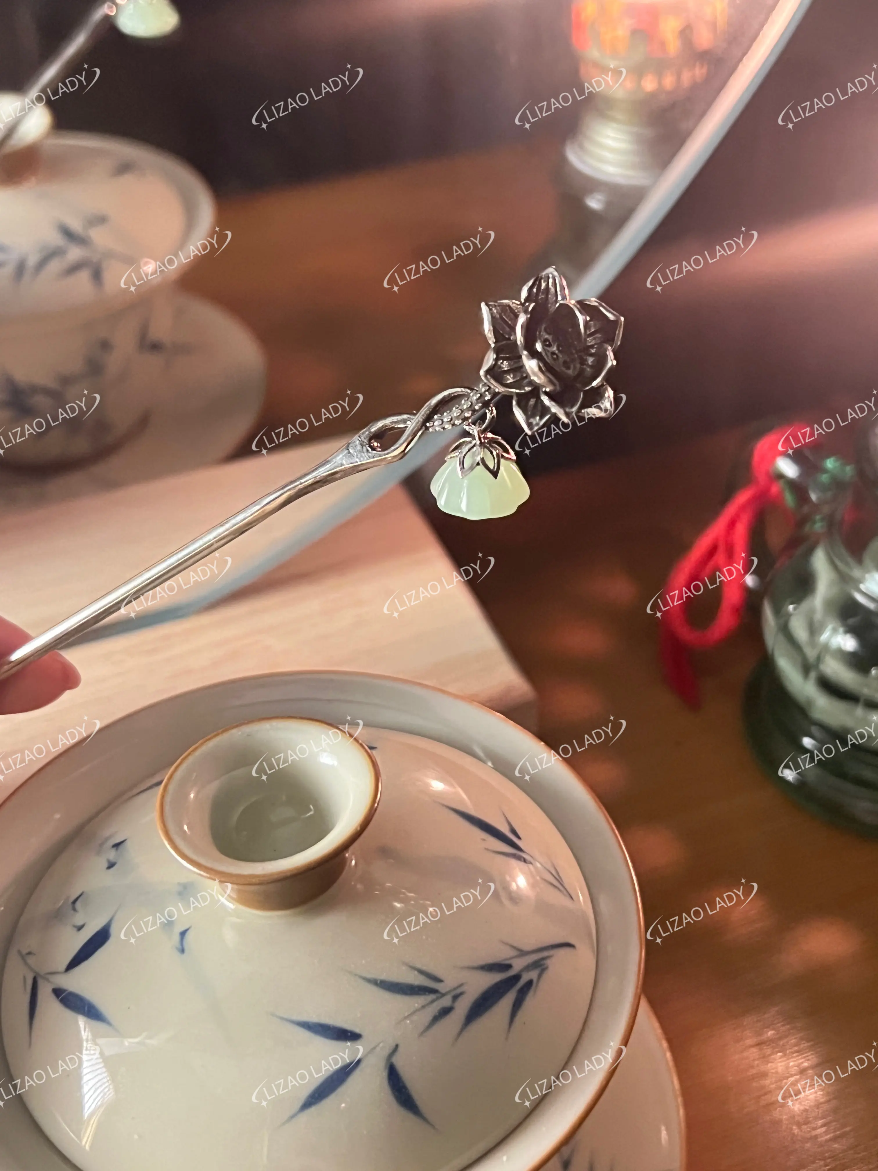 （2024.Feb.11th)LIZAOLADY, Chinese aesthetics, Chinese traditional accessories，Anemone pendant hair clasp(sliver)