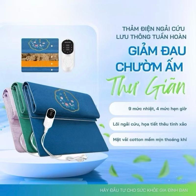 (Bảo Hành 1 Năm) Thảm Ngải Cứu Đông Y Có 18 Loại Thảo Dược, Hỗ Trợ Giảm Đau Mỏi Vai Gáy, Nhức Mỏi Xương Khớp Massage 10 Cấp Độ