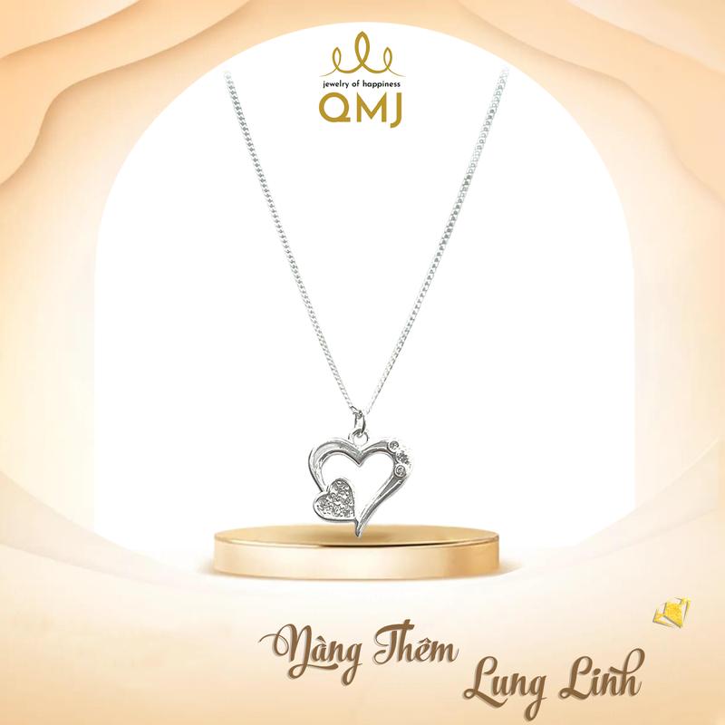  QMJ STORE - Q413 DÂY CHUYỀN ĐÔI TIM HẠNH PHÚC dây bạc 925 may mắn 