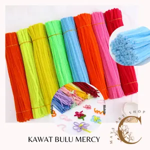 [10 PCS] Kawat Bulu Mercy 30 cm Warna Pastel Cerah - Pipe Cleaner Warna Warni - Kawat DIY Kerajinan Tangan Anak Craft Bunga 6 mm