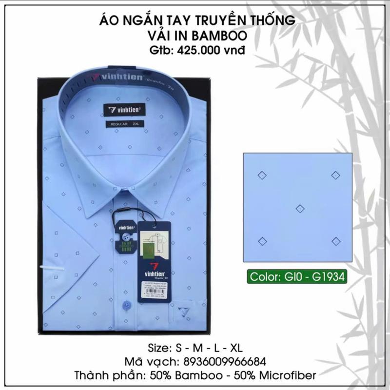 Áo Sơ Mi Ngắn Tay Họa Tiết Bamboo Regular Fit 425 Vĩnh Tiến - Nhiều Màu