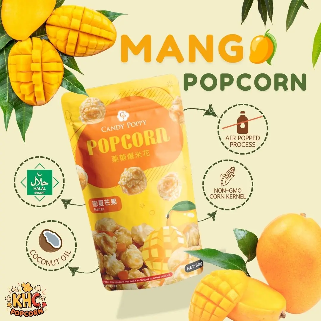 Candy Poppy |  Coated Popcorn | Mango | Popcorn 50g | Halal