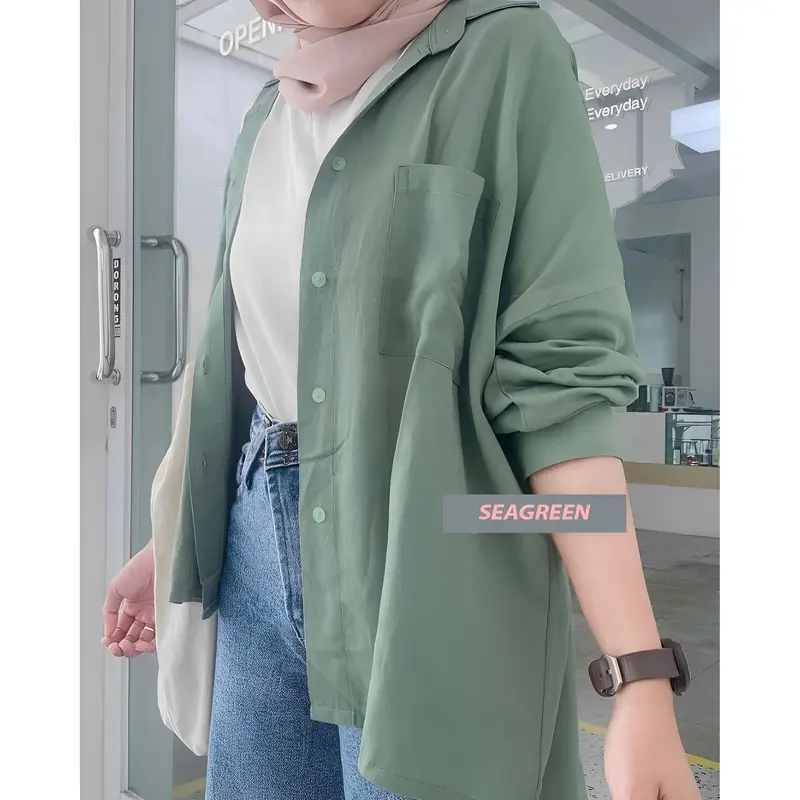 kemeja wanita lengan panjang-olivia shirt oversize-blouse wanita korean style 3