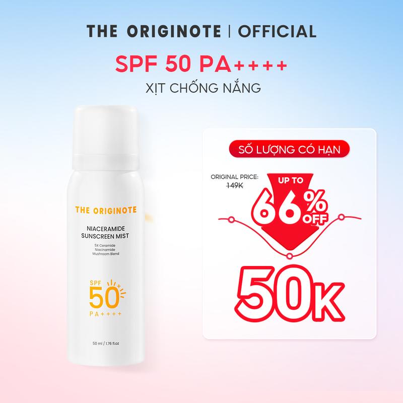  Xịt chống nắng SPF50 PA++++ The Originote chống nắng body sáng da cải thiện làn da với Niacinamide Sunscreen Mist 