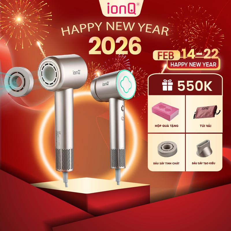 QUÀ C1 Máy sấy tóc ion âm ionQ Clover công suất 1600W nhanh khô chăm sóc và bảo vệ tóc chuẩn Salon