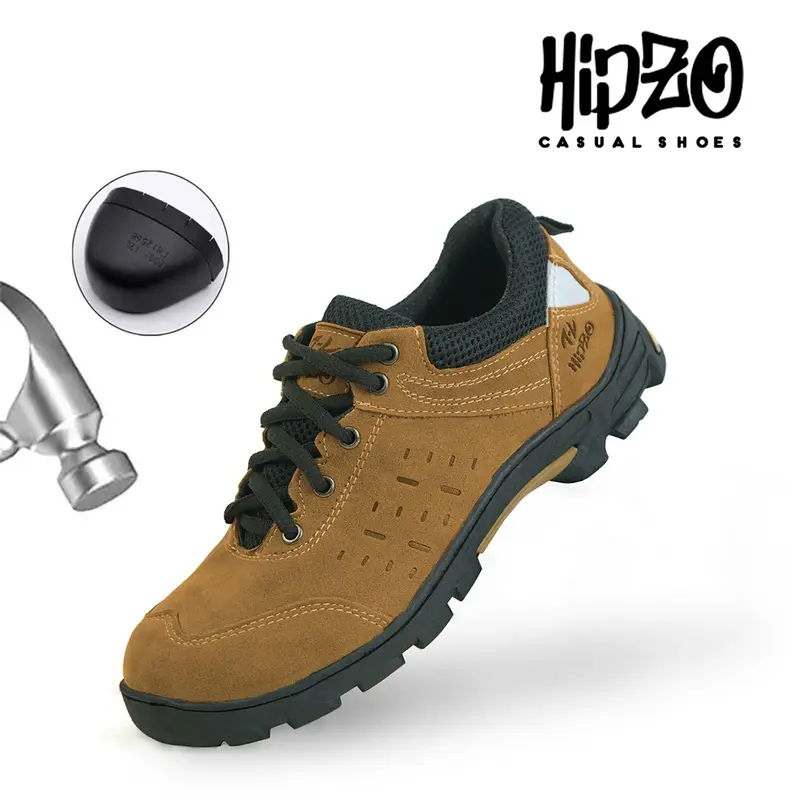 HIPZO Sepatu Safety Sport Ujung Besi M076 Untuk Pria Kerja Outdoor Ori Tambang Proyek Sol Full Karet Hitam Shoes 2