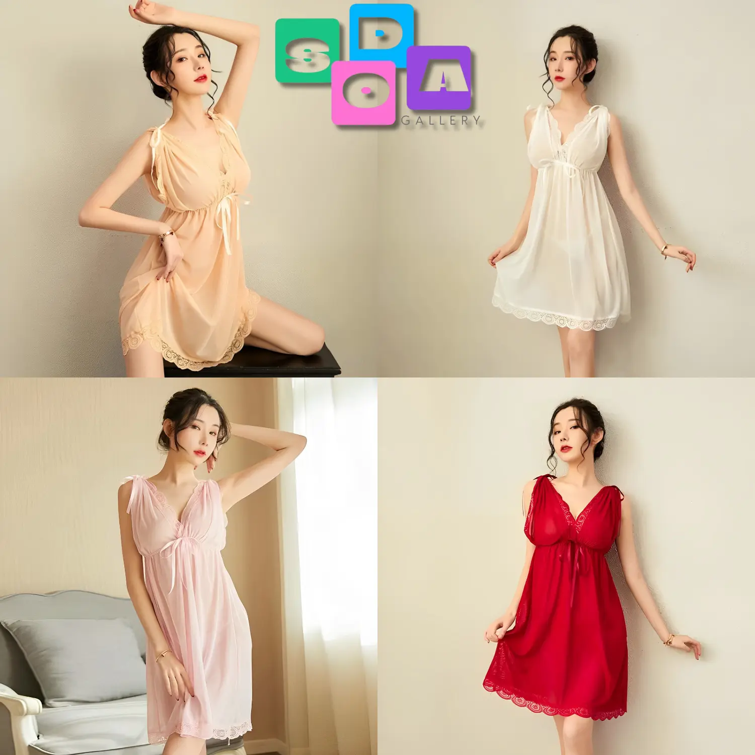SODA Lingerie Set Kimono Dress Tidur Jumbo Wanita Sexy V Neck Daster Jumbo + G String Model Babydoll 1251