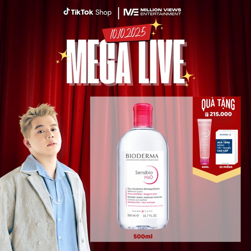 Dung dịch làm sạch và tẩy trang công nghệ Micellar cho da thường và da nhạy cảm Bioderma Sensibio H2O - 500ml