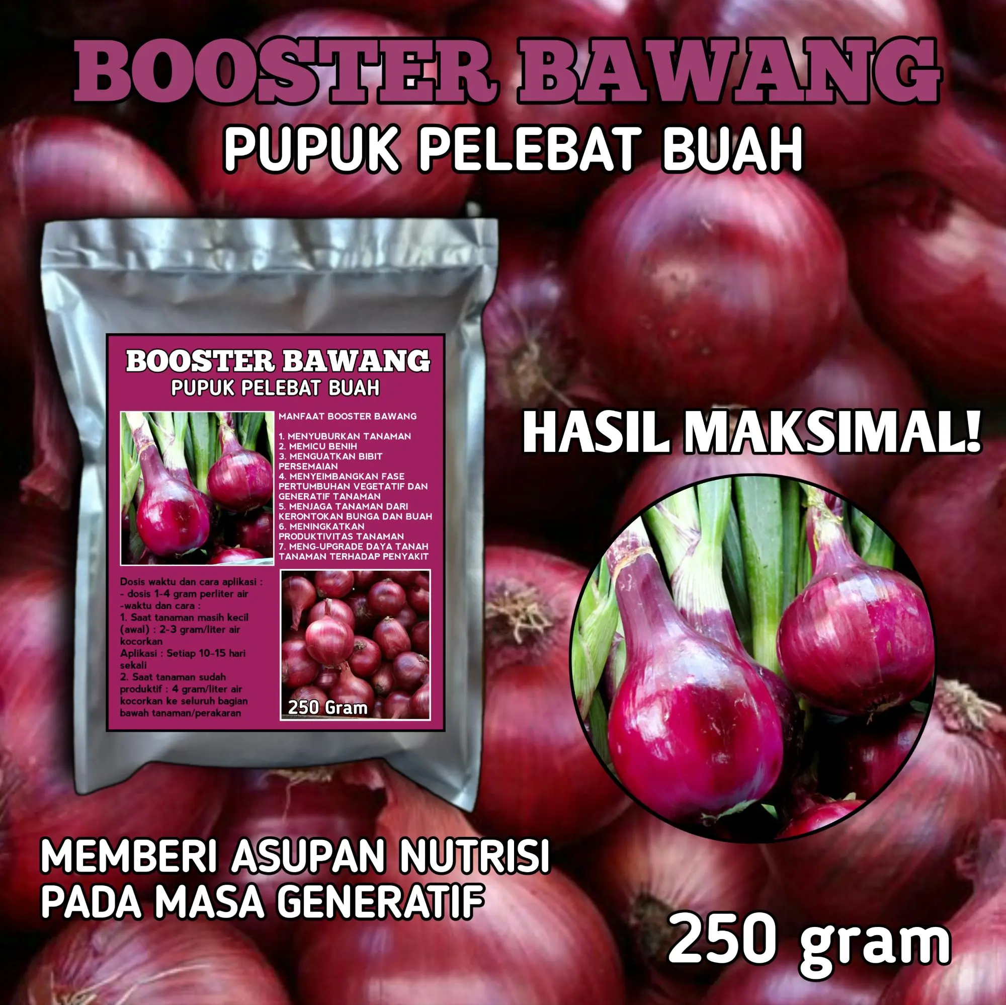 Pupuk booster bawang pupuk pelebat bawang anti layu menyuburkan kemasan 250 gram