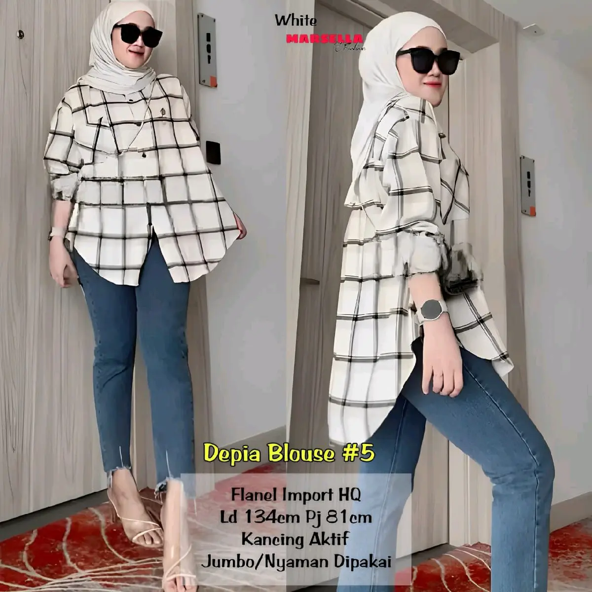 Depia blouse #4 #5 by marsella blouse flanel jumbo LD 134 cm full kancing aktif Kemeja &